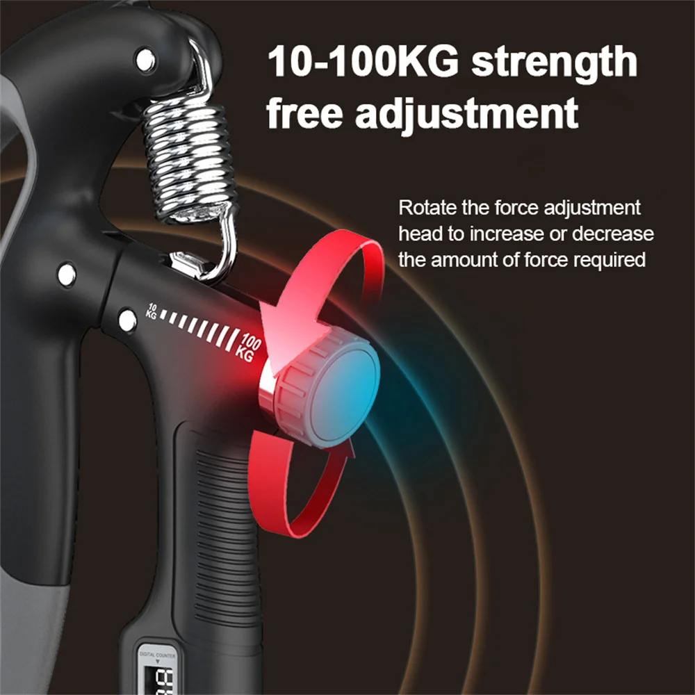 Intelligent Counting Handle 10-100kg Adjustable Exercise Strength Strengthening Spring Wrist Finger Expansion Trainer 1PC