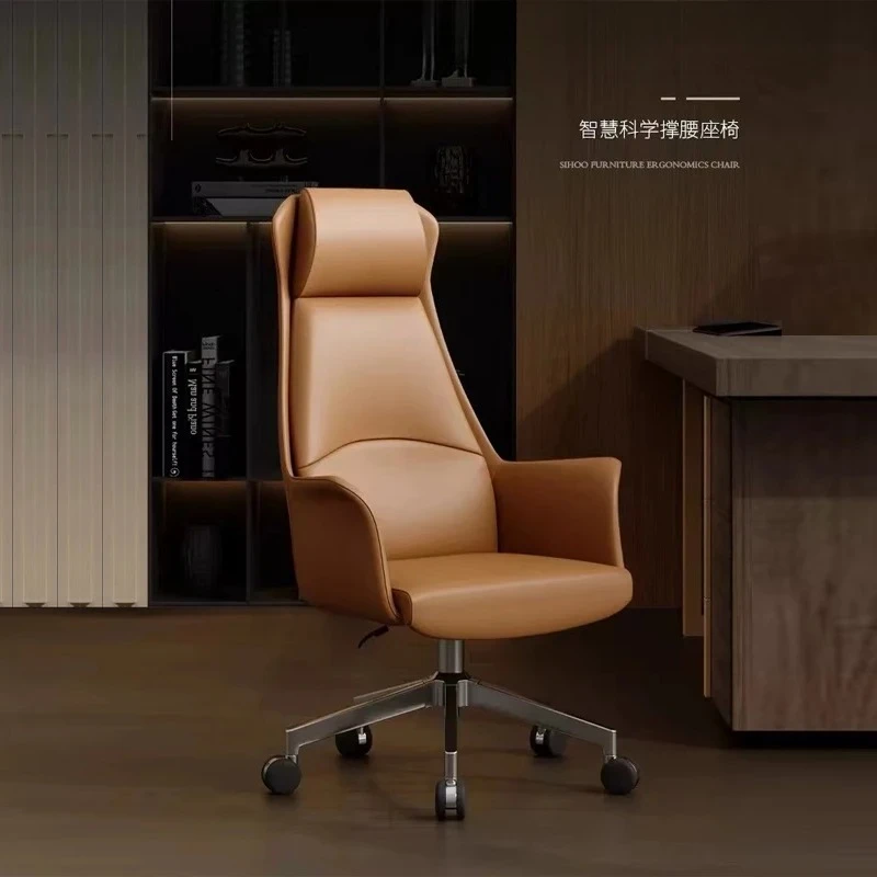 Luxury Ergonomic Rotating Synthetic Leather High-Back Executive Boss Chair Modern Adjustable Headrest PU Leather Aluminium