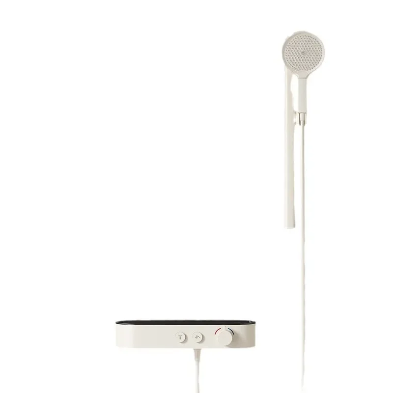 

Small split simple shower set, milk white cream air gun gray household shower