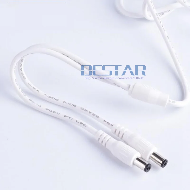 White 1 in 2 out USB to dual double 2 DC 5.5x2.1 5.5mm x 2.1mm 5.5 x 2.1 5.5/2.1 5.5*2.1mm Barrel Jack charging Power Cable 1m