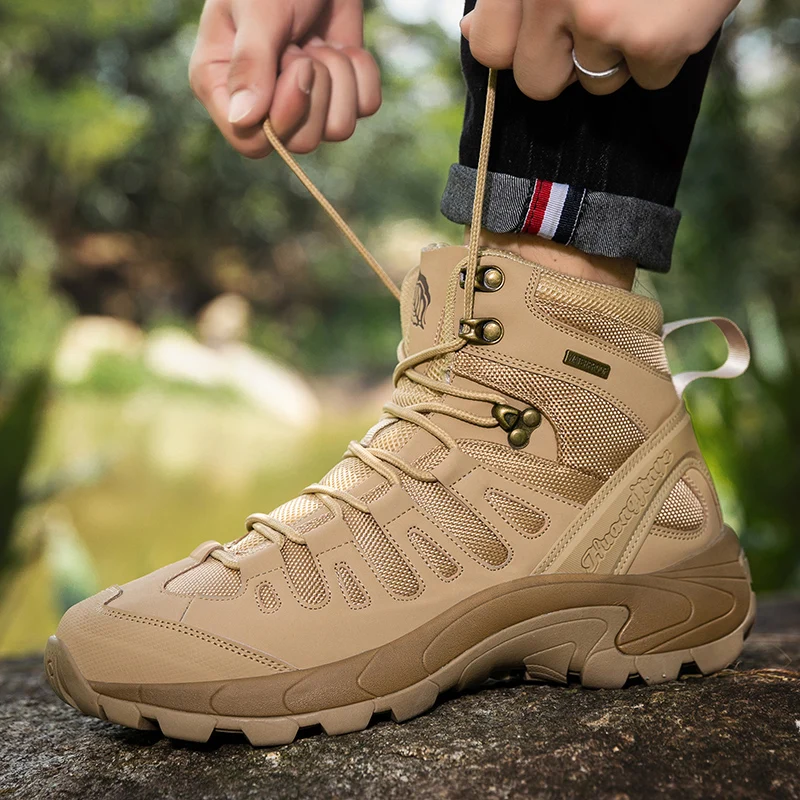 Botas tácticas para hombre, ideales para actividades al aire libre, impermeables, para trabajos, caza, ultraligeras, de respuesta rápida, antideslizantes, para acampar, con cordones, botas militares.
