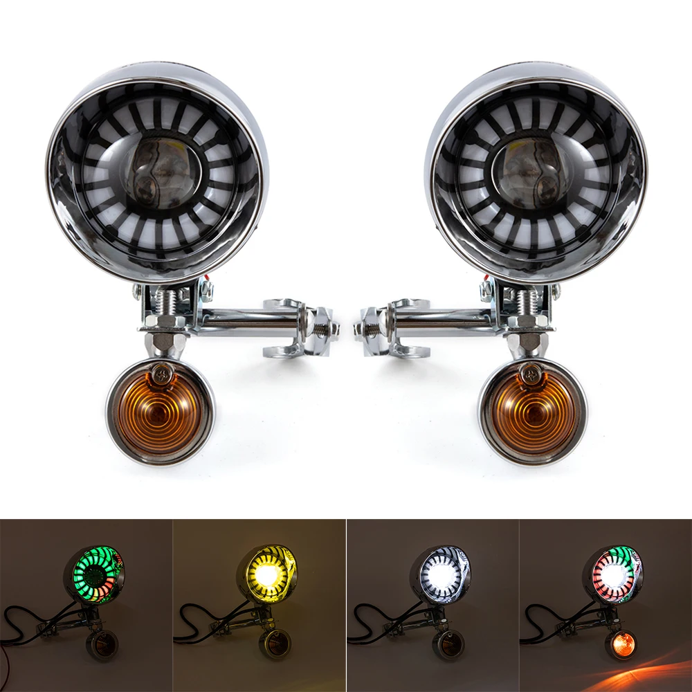 

Motorcycle LED Spot Light With Turn Signal Indicator Auxiliary Drive Lamp Universal For Harley Choppers Cafe Racer Honda Yamaha