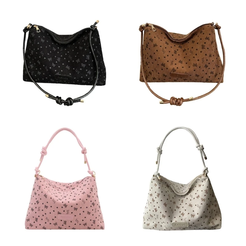 X5XA Stylish Corduroy Bag With Spacious Interior Shoulder Bag Stylish Evening Purse For Work And Everyday Use