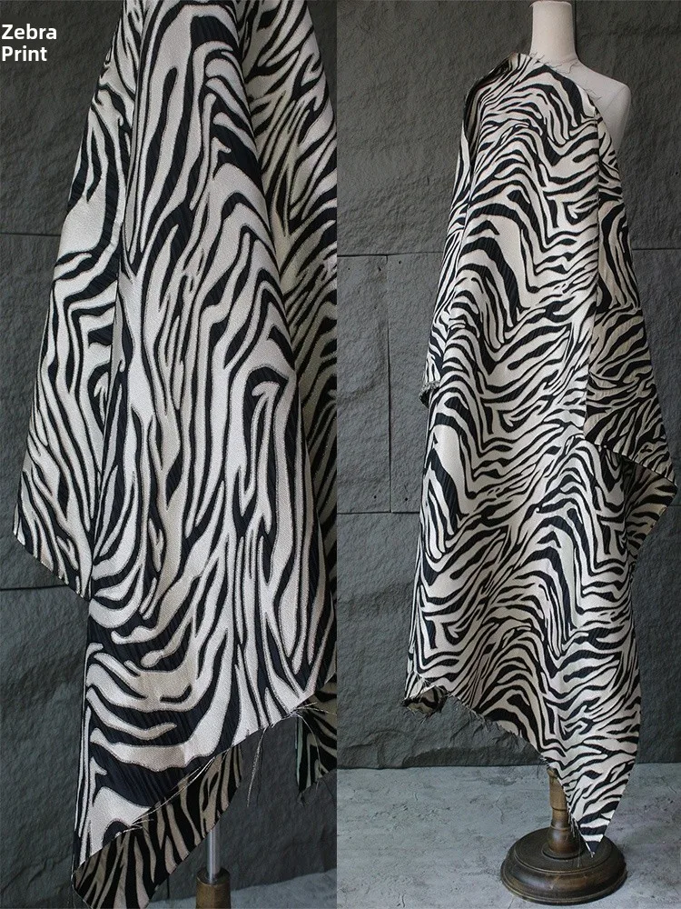 

Elegant Retro Coat Fabric with 3D Embossed Zebra Pattern And Apricot Black Texture for Fashion Designers High End Home Decor