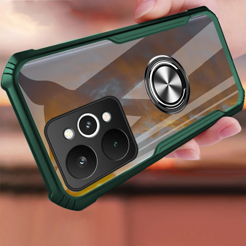 حافظة لهاتف Realme 15 Pro 5g مع حلقة مغناطيسية وسادة هوائية شفافة مقاومة للصدمات لهاتف Realme 15 Pro 5g الغطاء الخلفي