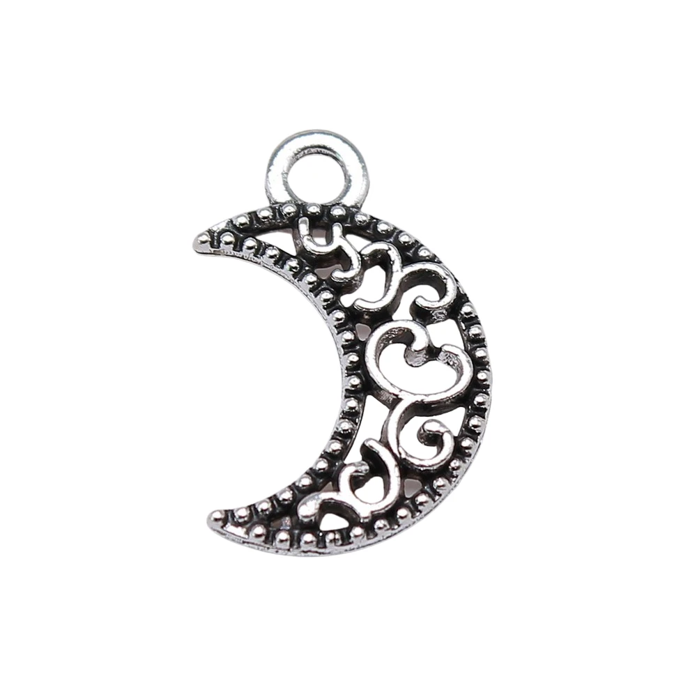 WYSIWYG 20pcs 17x11mm Carved Crescent Moon Charms Vintage Antique Silver Color Moon Carved Charms image 3
