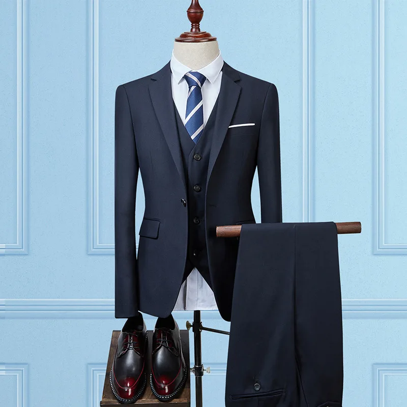 

072814 British style gentleman three-piece suit slim fashion men's casual suit