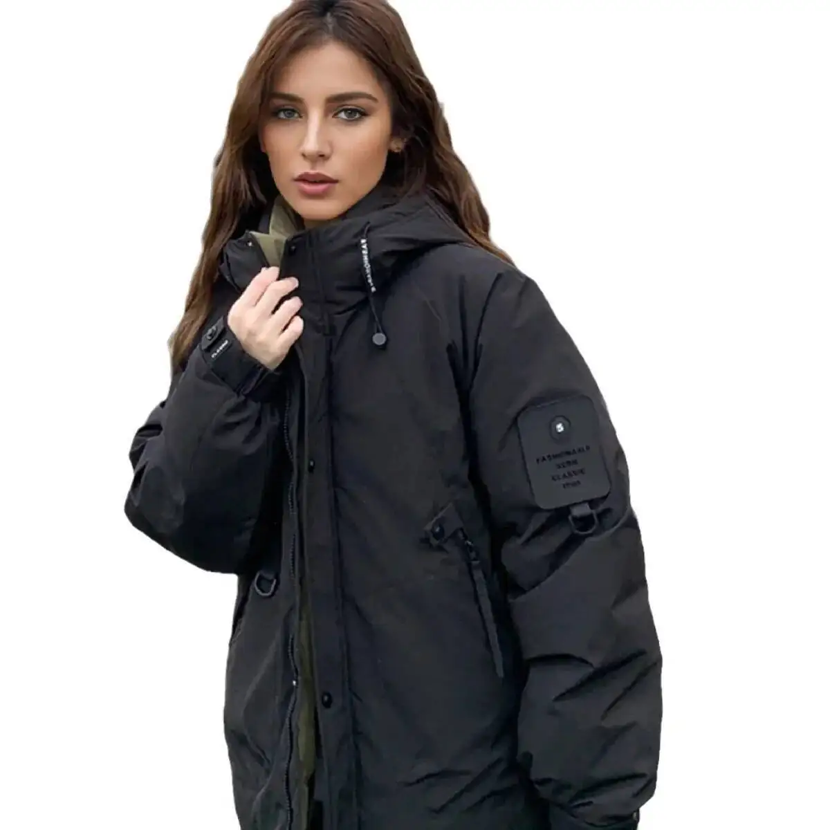 الشتاء في الهواء الطلق الإناث رشاقته الدافئة مقنعين سترة قطن المرأة سستة جيب سترات معاطف القمم 2025 جديد