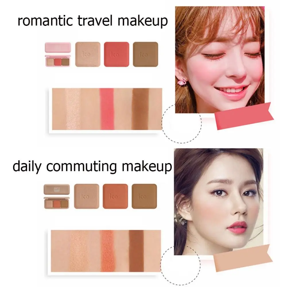 Finitura opaca Fard opaco Effetto schiarente Tavolozza completa per trucco a disco Fard in polvere sfumabile a lunga durata Trucco viso