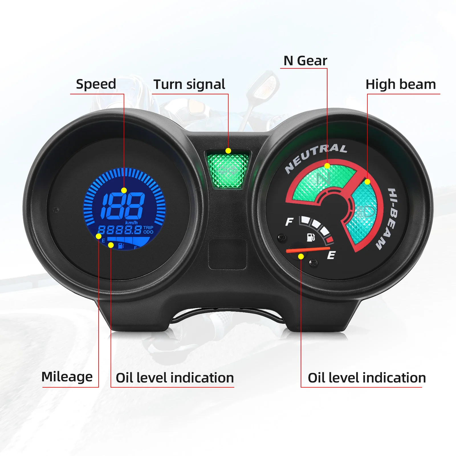 For Brazil TITAN 150 Motorcycle Instrument Digital Panel Speed Fuel Meter Speedometer for Honda CG150 2004-2009 Fan150 Custom