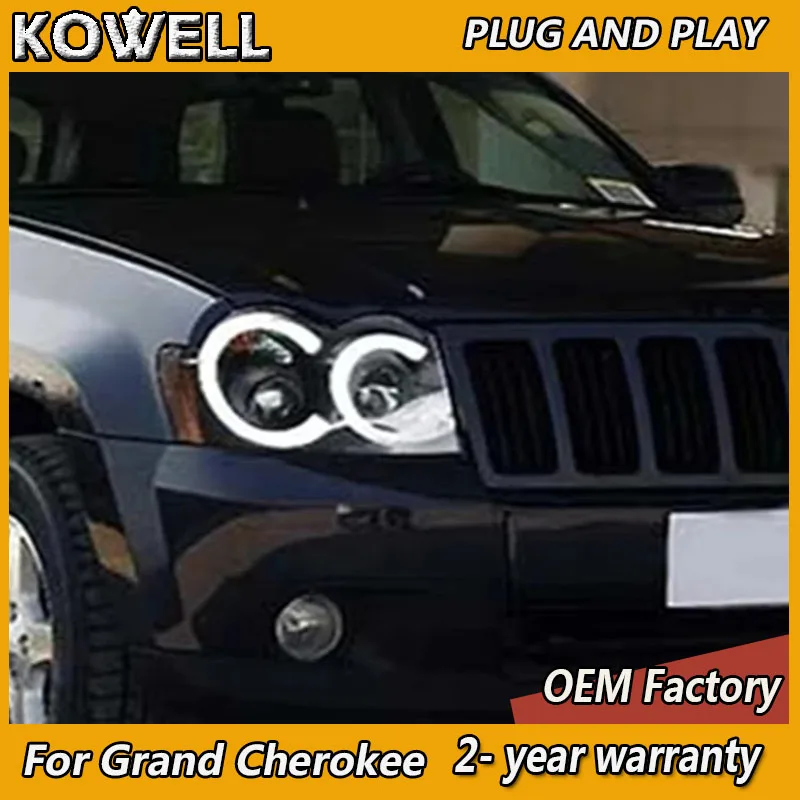 

Стайлинг автомобиля для фар Jeep Grand Cherokee 2005-2008 Cherokee, фара DRL, указатель поворота, ближний свет, линза проектора