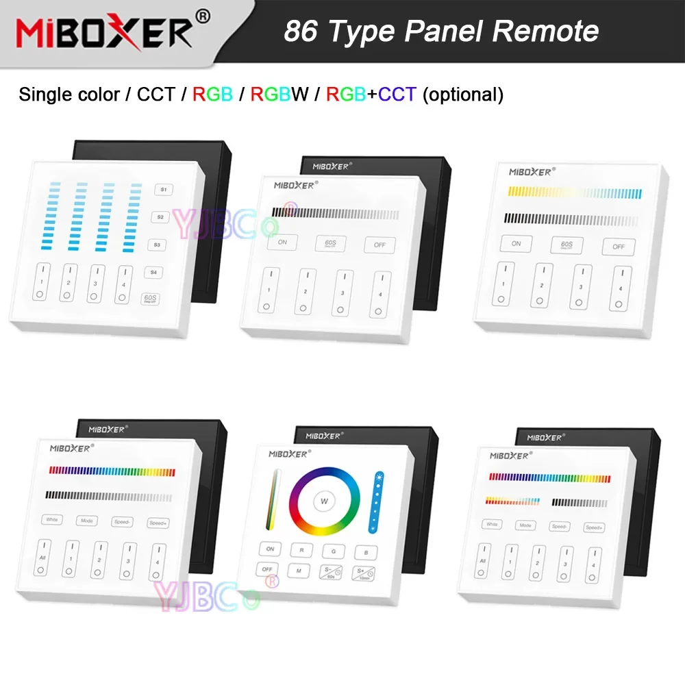 

Miboxer 86 Type Smart Touch Panel wireless Remote dimming/CCT/RGB/RGBW/RGB+CCT dimmer Switch 3V 220V 110V 4-Zone LED Controller