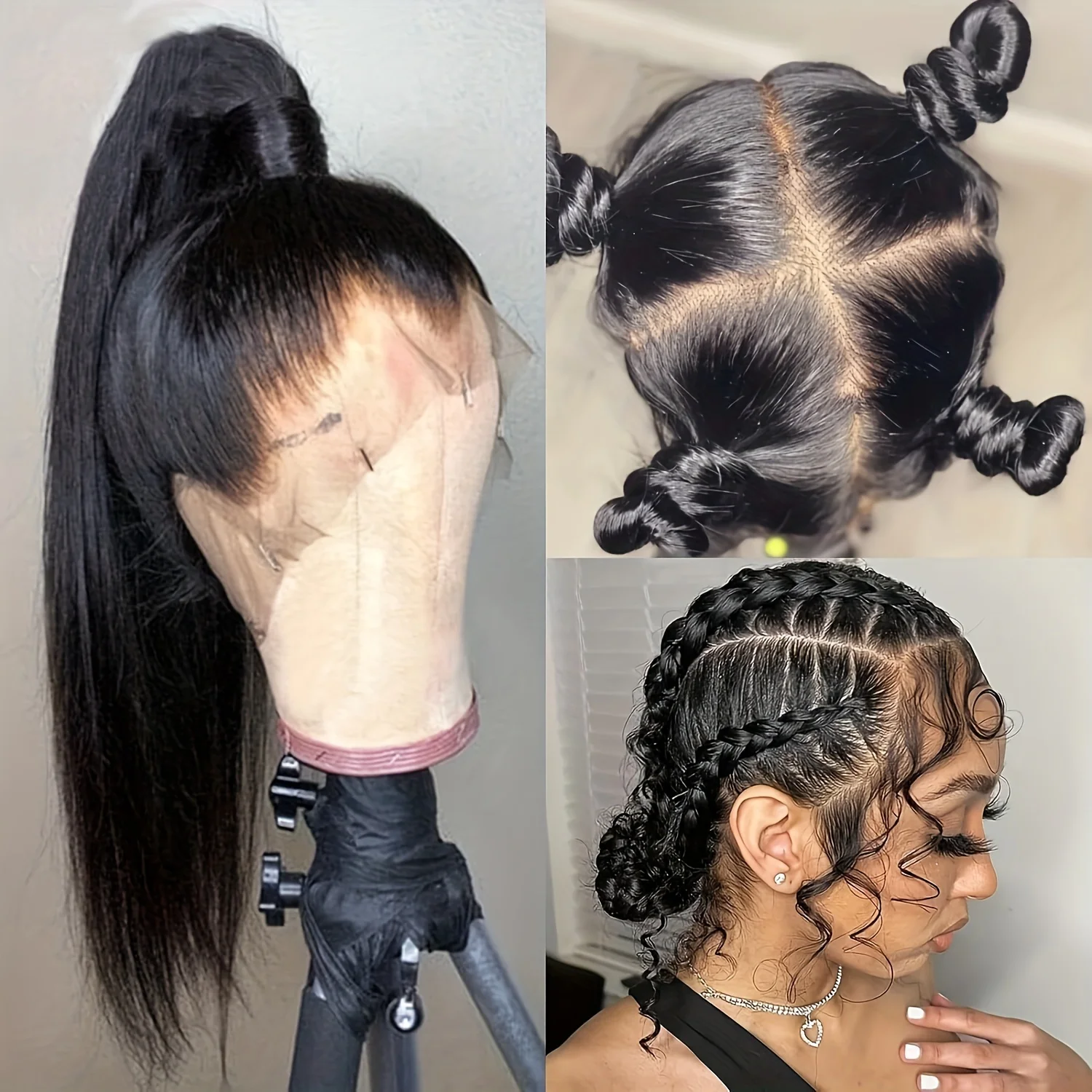360 Full Lace Wig Straight Nature Black Human Hair Wigs 220 Density HD Transparent Front Lace Human Hair Wig Brazilian Remy Invisible Drawstring Wig