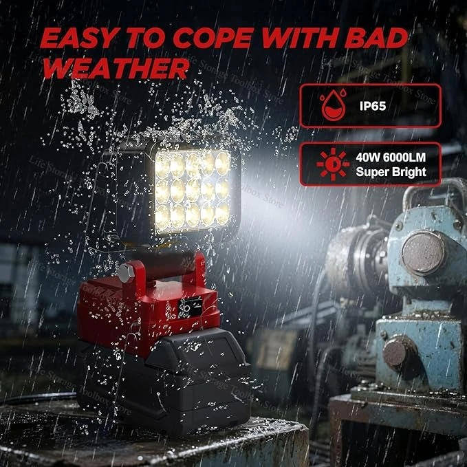 Portable LED Work Light Spotlight Cordless For Milwaukee Battery M-18 3In Outdoor Work Fishing Handheld Emergency Tool Light