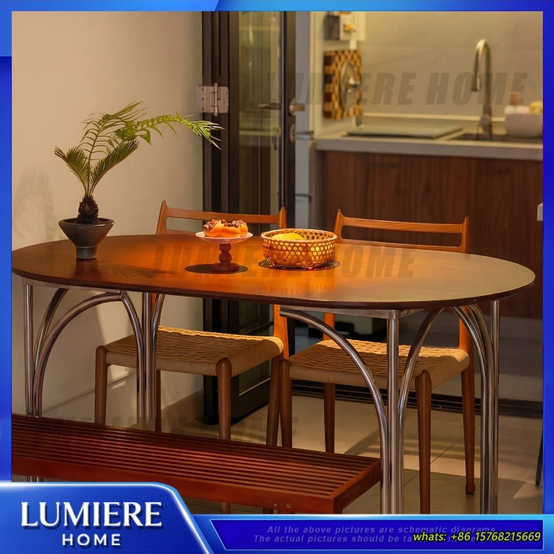 

Круглый обеденный стол из орехового дерева для небольших помещений, складной, раздвижной, деревянный журнальный столик, винтажный дизайн во французском стиле, стол для домашнего бара