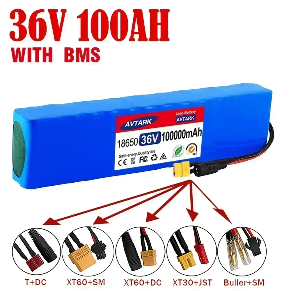 SU 36V 100Ah 18650 Rechargeable Lithium Battery Pack 10S3P 1000W Power Modified Bicycle Scooter Electric Vehicle with BMS