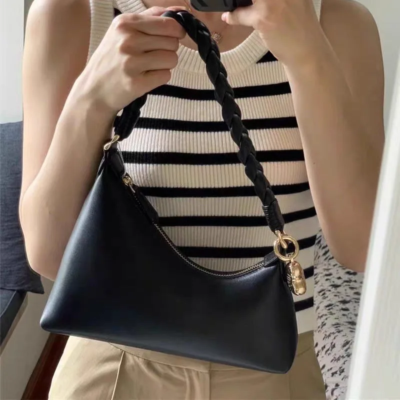 

Модная плетеная универсальная сумка на плечо премиум-класса, женская сумка для подмышек, женская сумка с плетеной косой, сумка подмышками с золотыми бобами