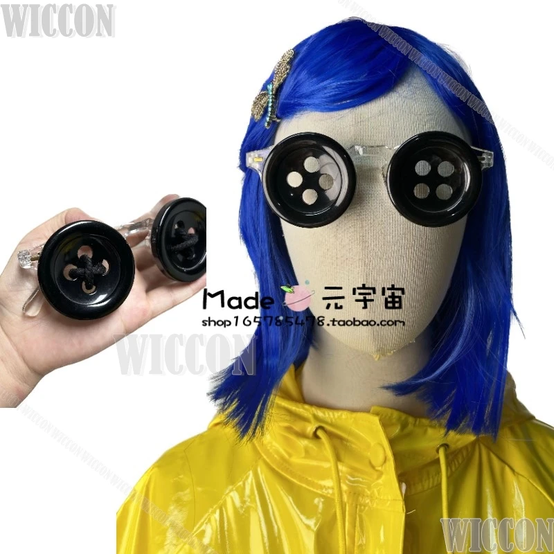 Black Button-eye Glasses DIY Ghost Mama Mother Cosplay Prop Carnival Holloween Party Dress Up Birthday Gift Caroline Coraline