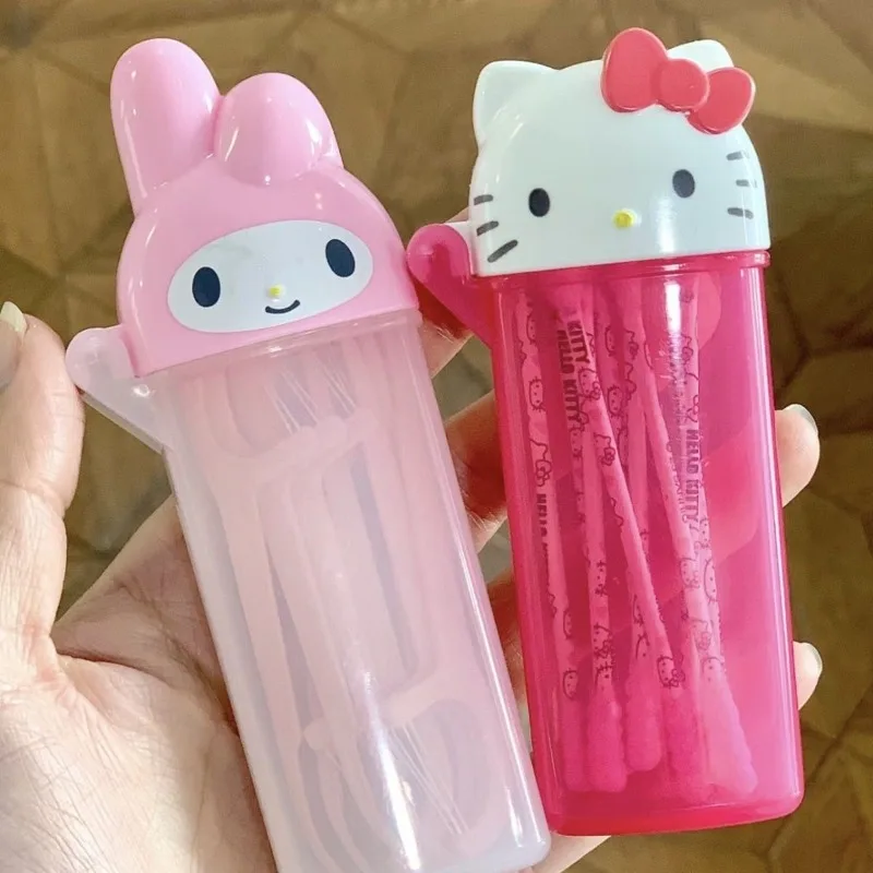 

Hello Kitty Storage Box Cute Anime Portable Home Toothpaste Makeup Cotton Stick Container Desktop Ornament Girl Gift Wholesale