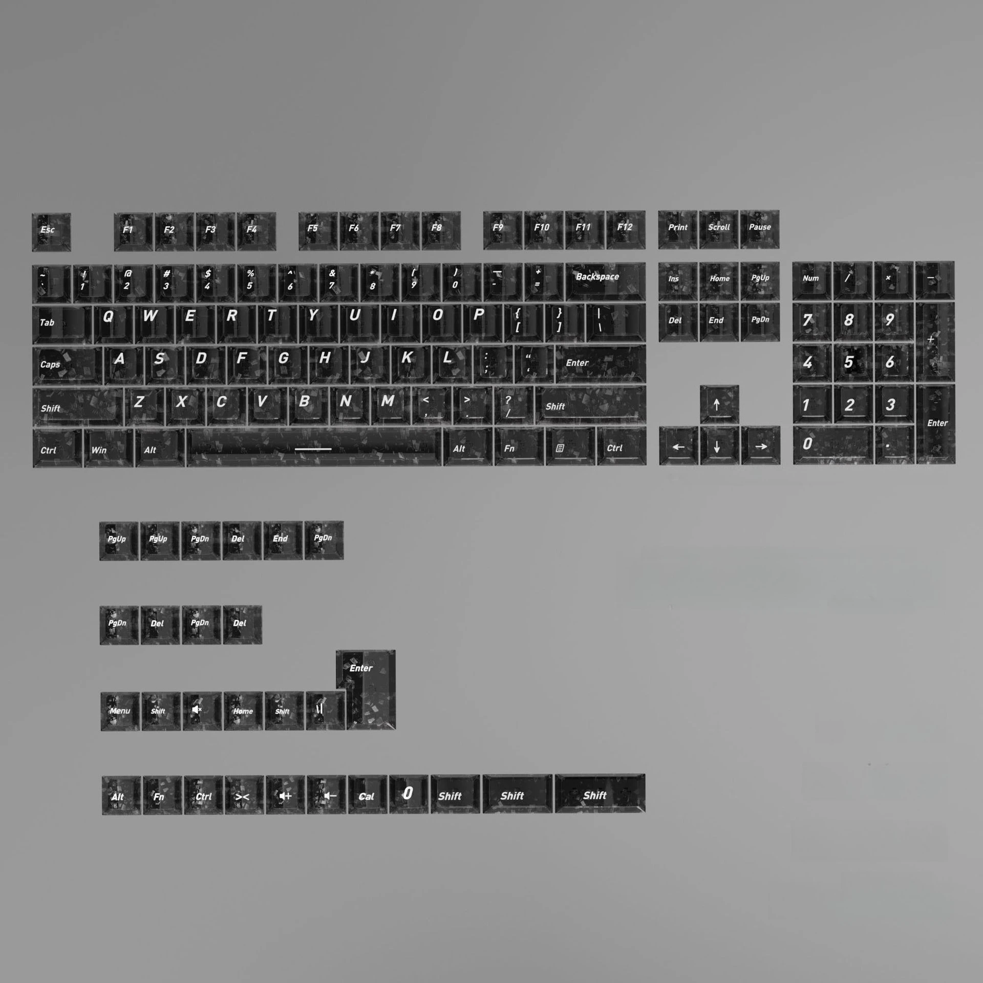 Cherry Profile Keycaps Carbon Fiber Pattern PC Transparent K