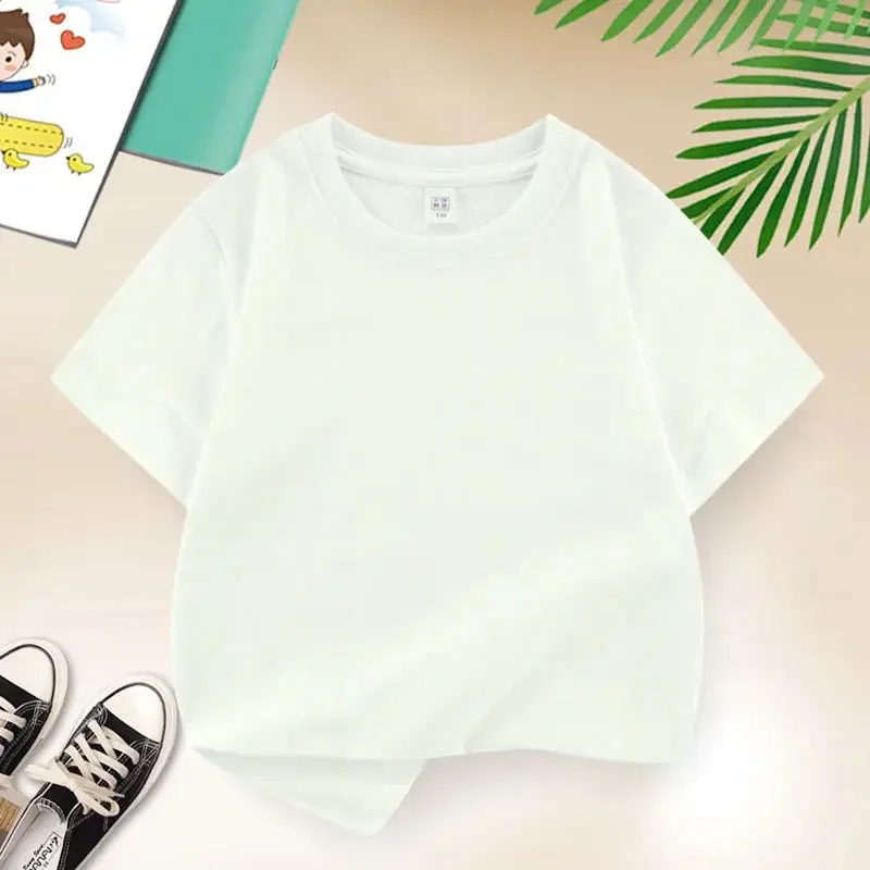 Children's Cotton Short Sleeve T-shirt White Red Black - Summer Baby Clothes for Girls Boys Kids - Soft Comfortable Tops