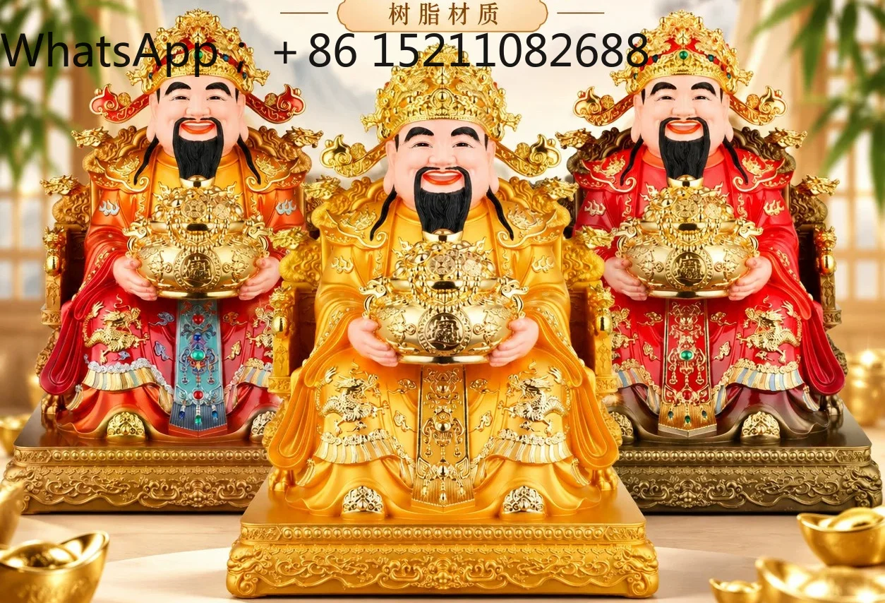 SCY God of Wealth Ornament Household Buddha Resin Sacrifice Living Room Store Company Office God of Wealth Statue
