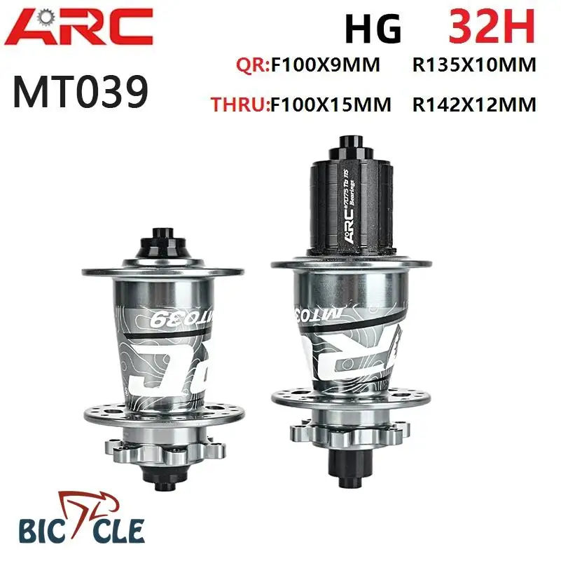 

ARC MT039 MTB Hub Bicycle Hub 32H HG QR135x10mm/THRU142x12mm Disc Brake 114 Sound Bicycle Accessories Front 2 Rear 4 Peilin Hub