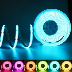 Pasek COB LED RGB 576 leds/m wysokiej gęstości elastyczne ściemniania FCOB taśma Led światła kolorowe oświetlenie liny DC12V 24V