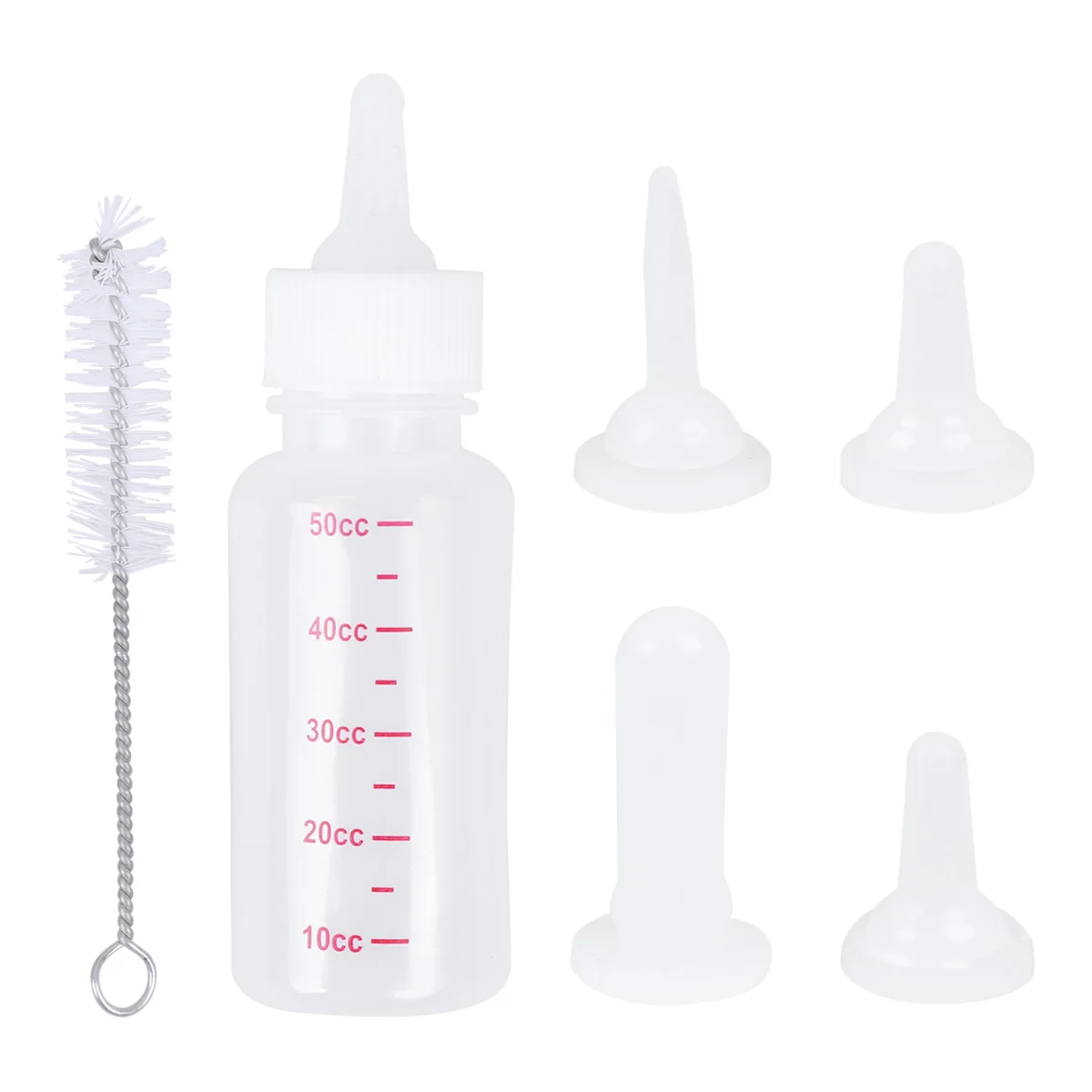 

1Set Pet Nurser Bottle Set 50Ml Transparent Nursing Bottle for Small Pets Dog Cat Feeding Milk Feeder 3 Replacement Nipples