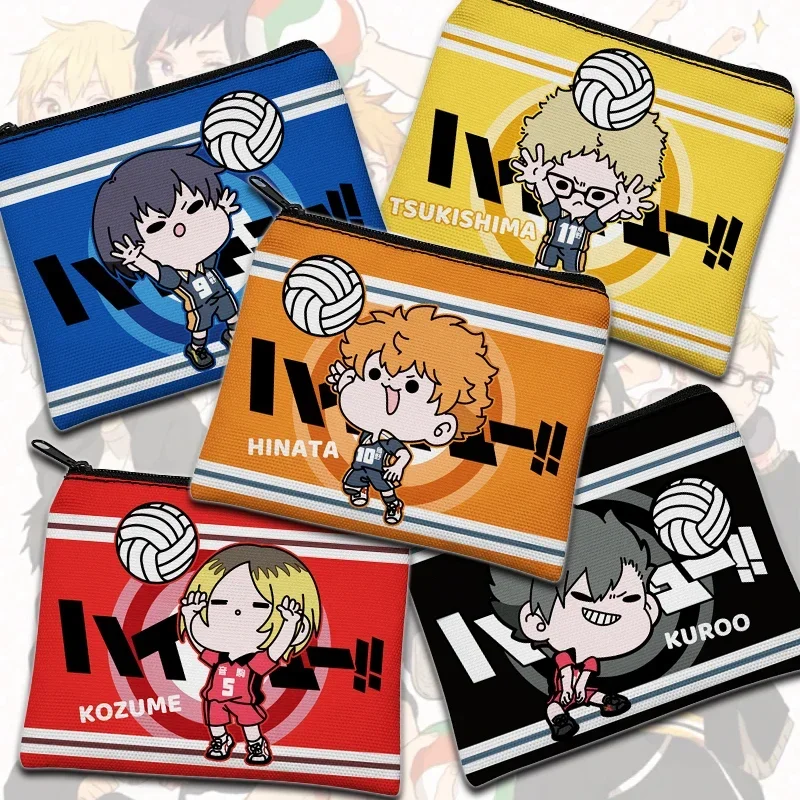 

12.5CM Anime Haikyuu!! Shoyo Hinata Tobio Kageyama Kei Tsukishima Kozume Kenma Tetsurou Kuroo Cosplay Canvas Coin Purse Card Bag