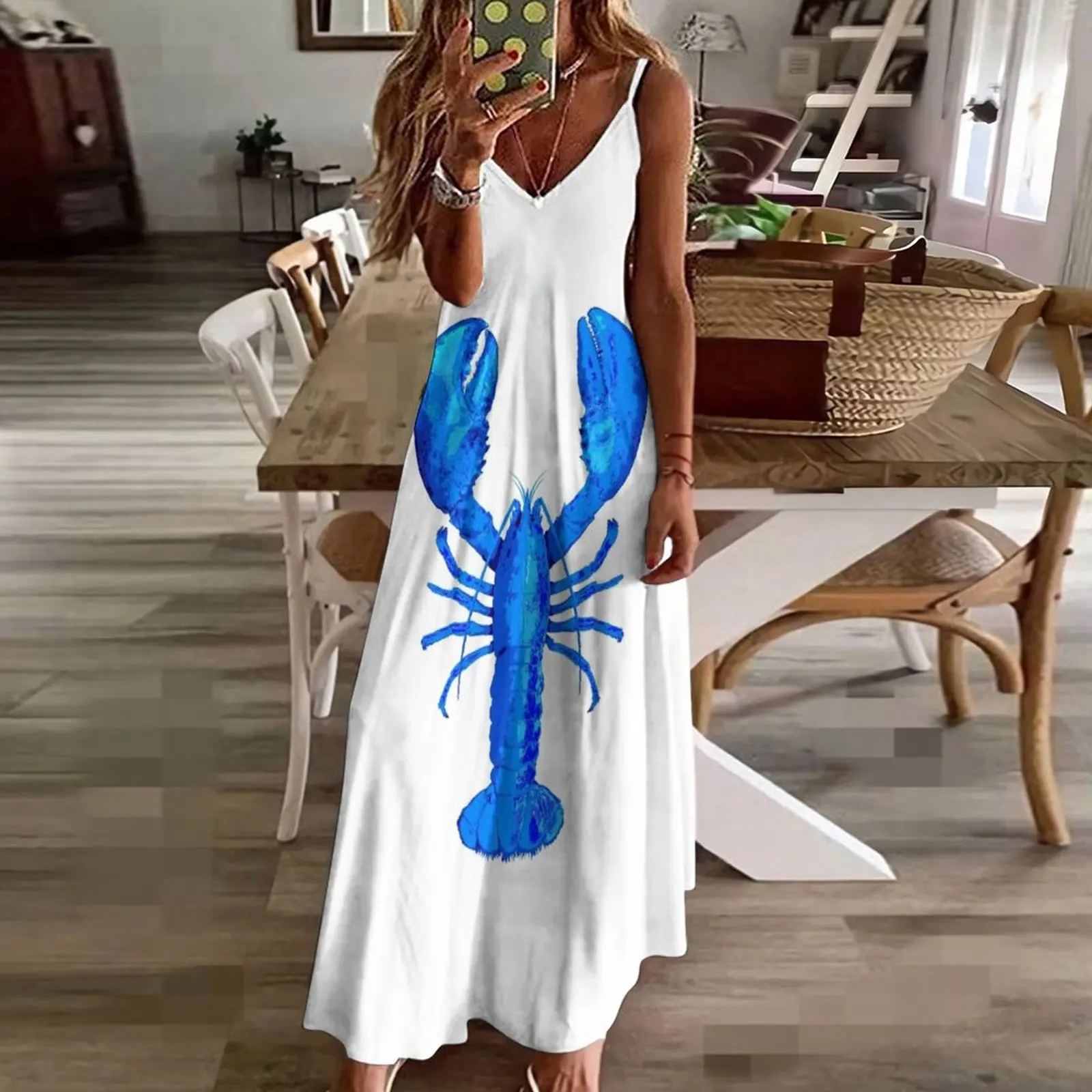 Blue Lobster Sleeveless Dress clothing women summer 2023 dresses for prom