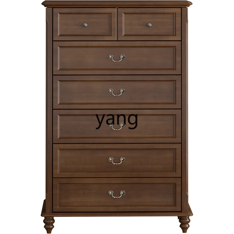 Yjq Solid Wood 7-Drawer Cabinet Bedroom Four, Five, Six Drawers Living Room Locker Light Luxury Storage Chest of Drawers