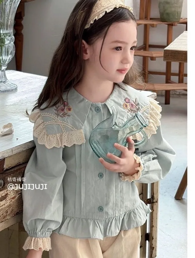 Girls Coat Spring and Autumn New Fashionable Western Style Children's Princess Style Long Sleeve Shirt