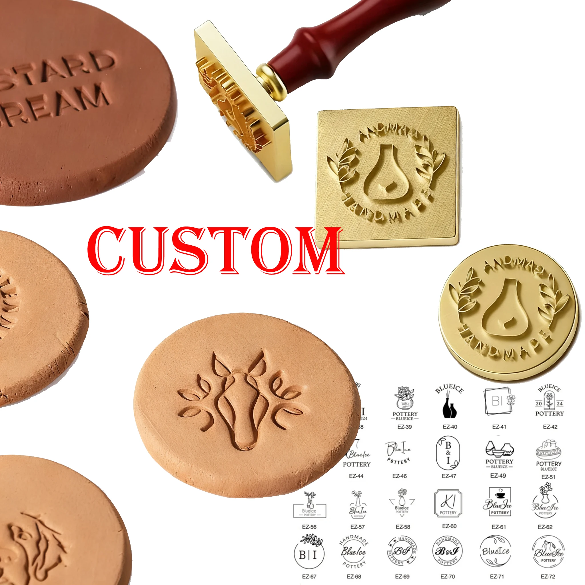 

Personalized Logo Design Pottery Stamp for Clay Removable Handle with Ceramic Stamp 3/4cm Brass Stamp Diy Artists Crafting Gifts