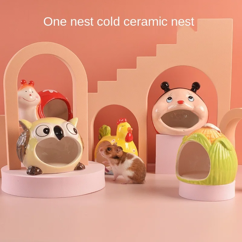 Animal Design Ceramics Cage For Small Animals Hamster Guinea Pig Squirrel Cooling Igloo Comfortable Sleepping Bed House ZA117