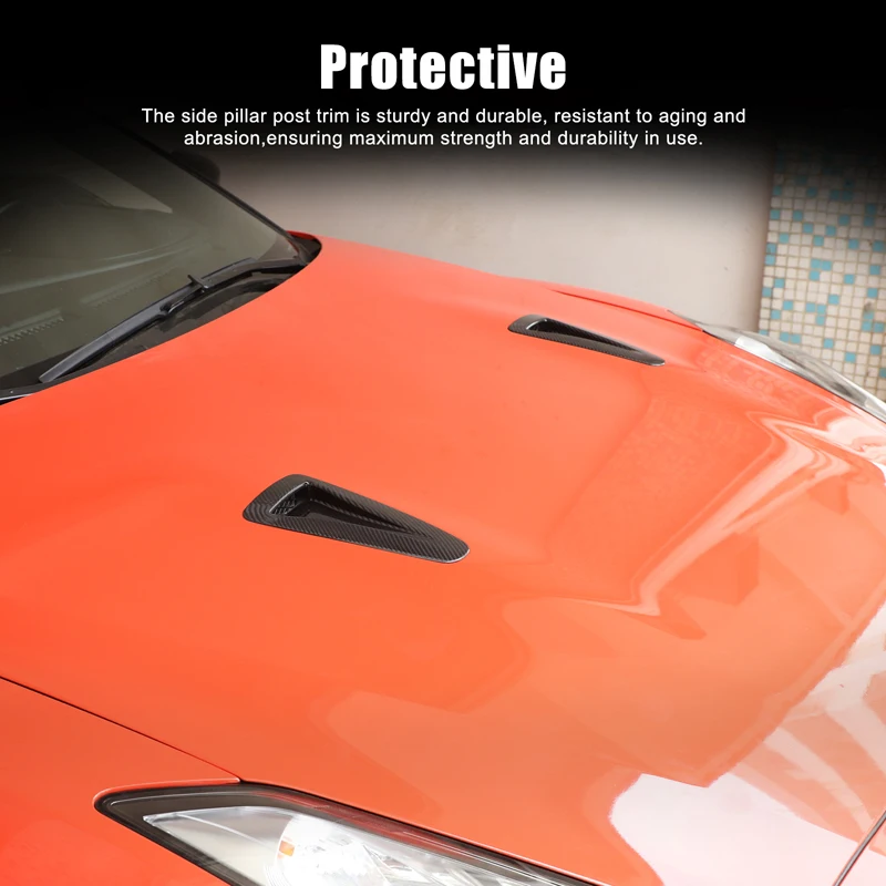 Real Carbon Fiber Hood Vent Decorative Trim Sticker For Nissan GT-R R35 2008-2016 Car Styling Exterior Accessories
