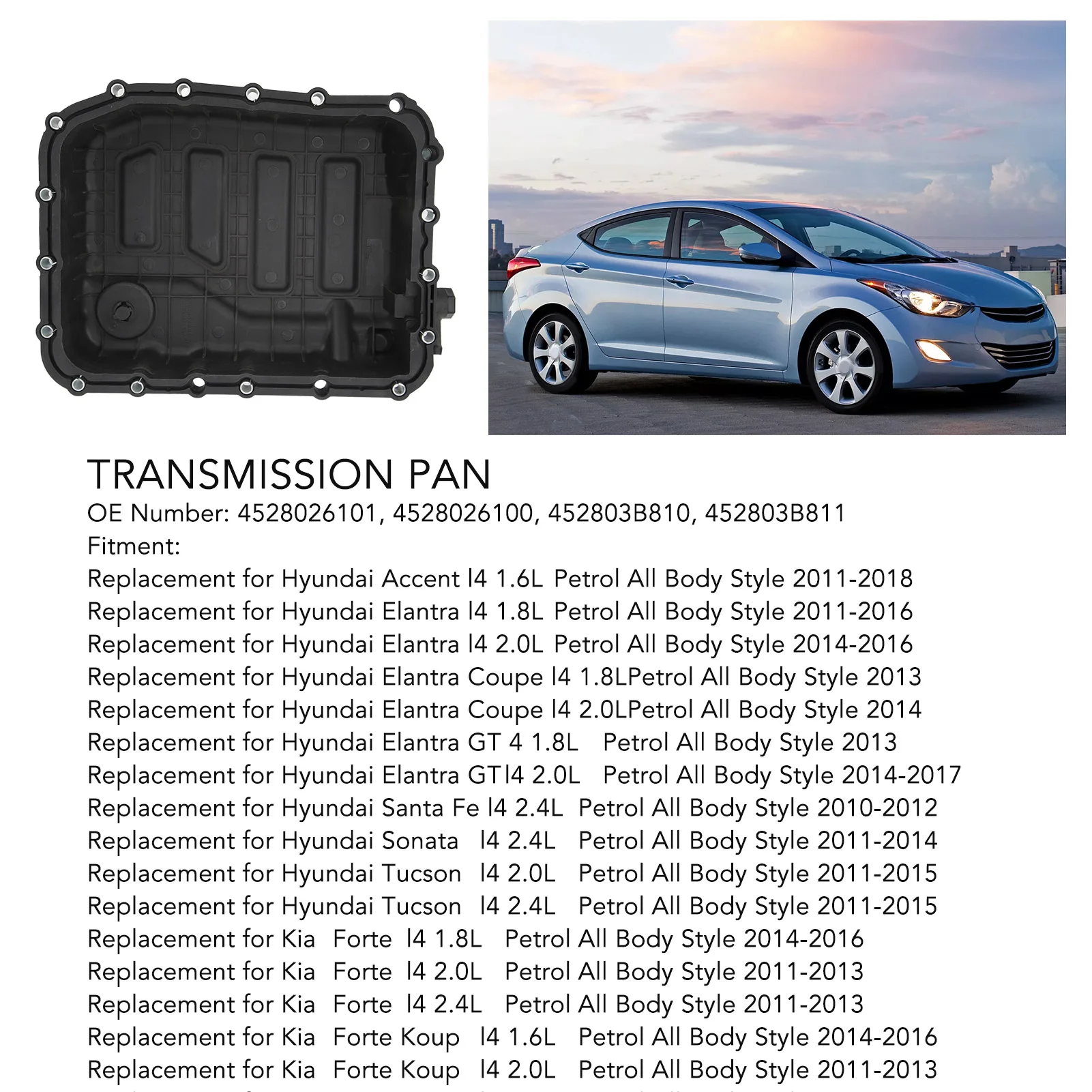 

4528026101 High Hardness Oil Pan Cover Pan Cover Rugged Rustproof Wear Resistant Forte Koup Optima