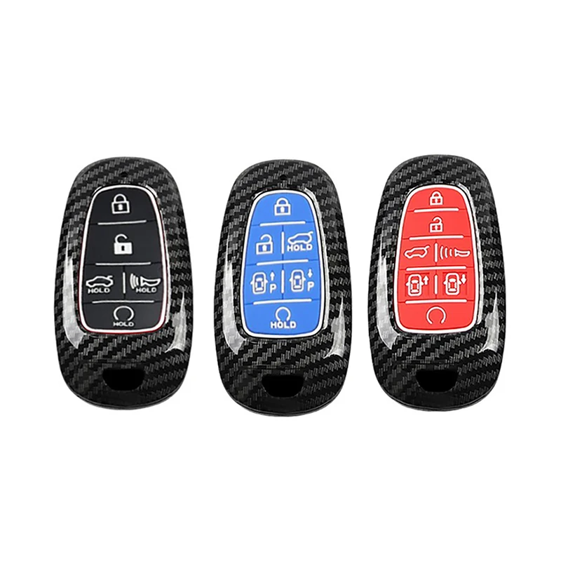 ABS Carbon Fiber Car Key Cover Case For Hyundai Tucson Hybrid Nexo NX4 Grand Santa Fe Solaris Sonata 2020 2021 2022 Accessories