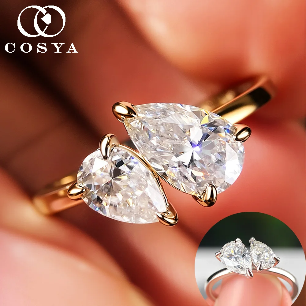 cosya-15ct-ダブルペアカットモアッサナイトリング女性用-s925-シルバーメッキ-18k-ゴールドウォータードロップダイヤモンド結婚指輪ファインジュエリー