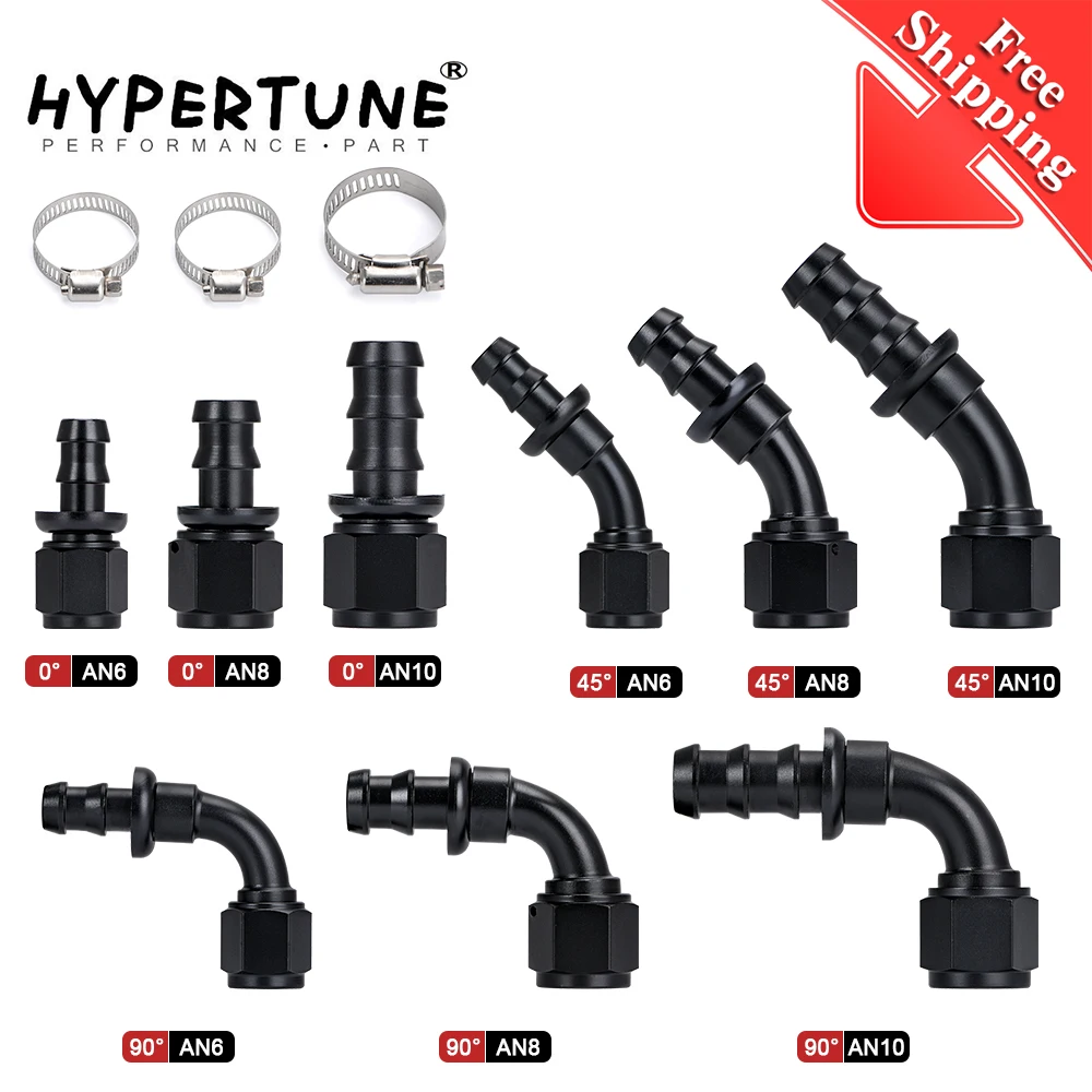 Universal AN6 AN8 AN10 Push-on Hose End Fittings Fuel Oil Cooler Hose Fitting 0 45 90 180 Degree Reusable Connection Adapter