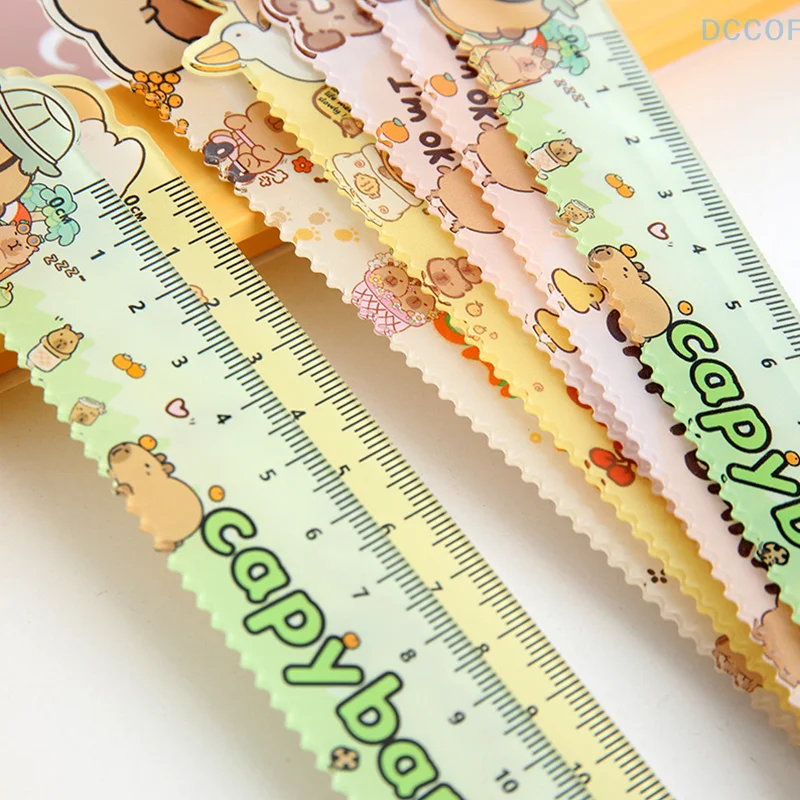 1Pcs Creative Cartoon Capybara Ruler Straight Ruler Wavy Lines Drawing Tools Student Stationery Office Supplies Gift