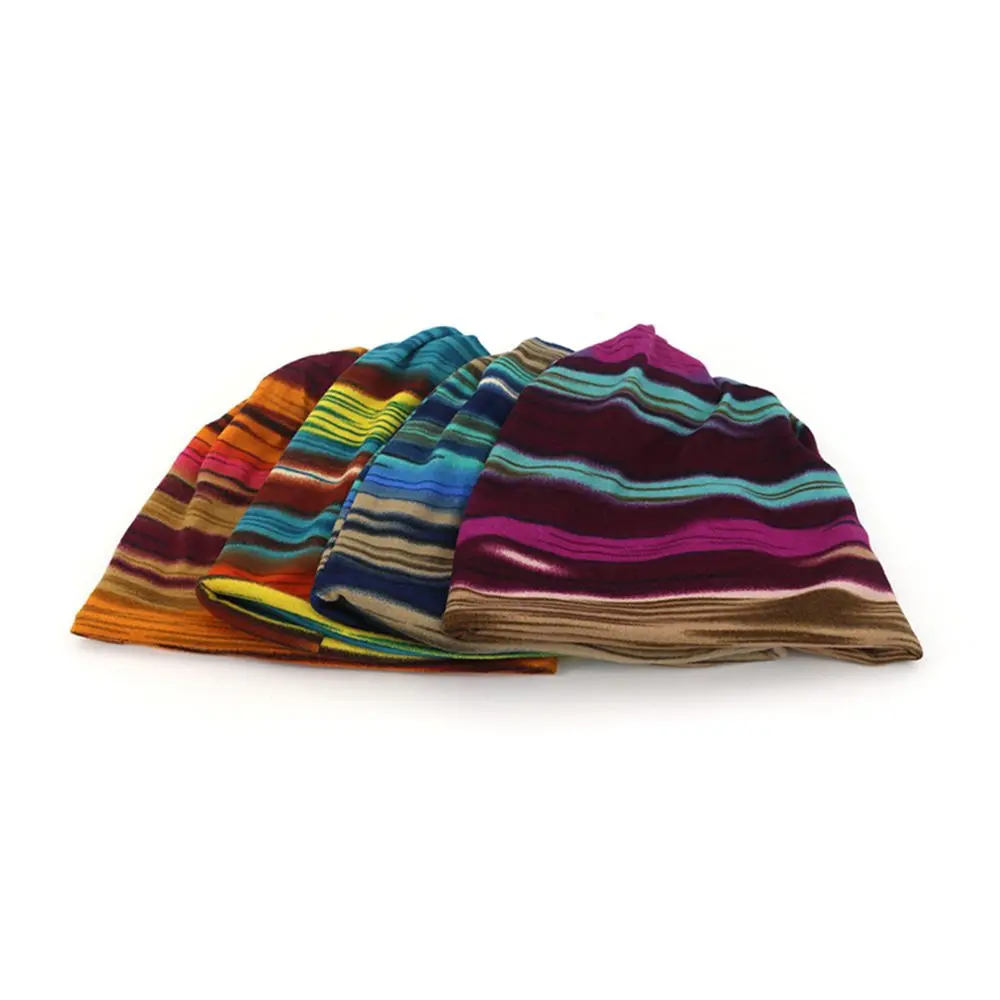 Autumn And Winter Hedging cap Multifunction Hat Turban hat Casual Stripe Print