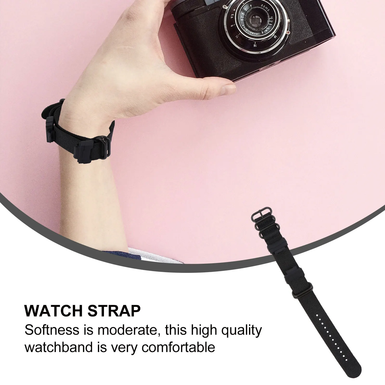 

1 set Watch Strap Woven Canvas Band Nylon Watchband Adjustable For Replacement Durable Comfortable Wristband Accessory