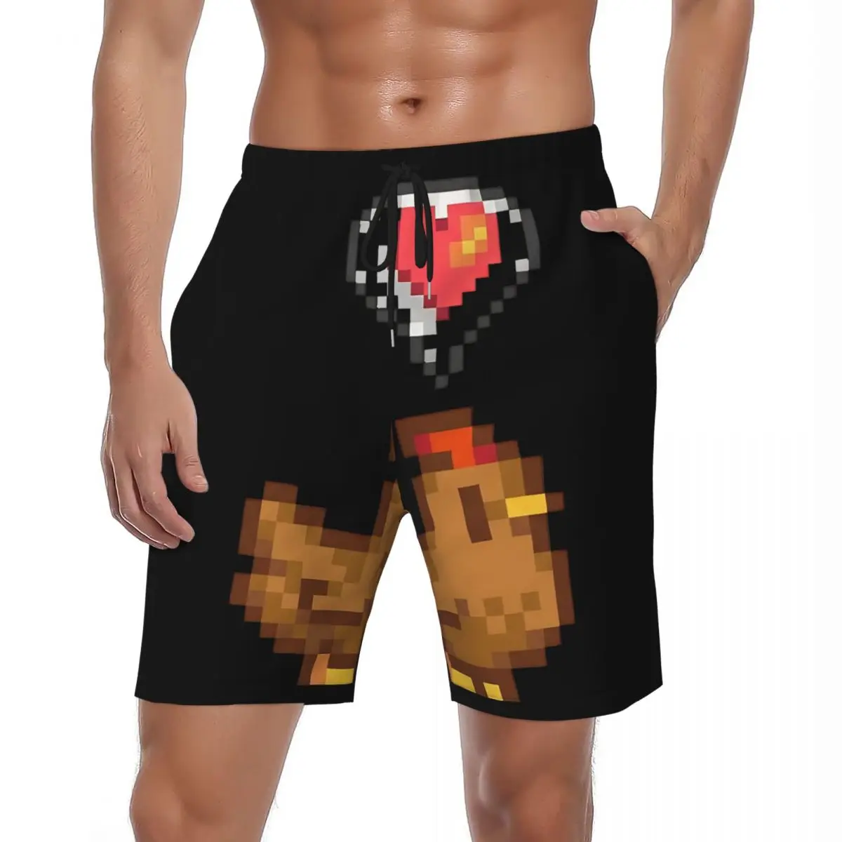 

Males Board Shorts Stardew Valley Chicken Y2K Retro Swim Trunks Quick Drying Running Hot Plus Size Beach Shorts