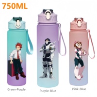 750ML Colorful Plastic Cup Large Capacity Sports Water Bottle Outdoor Travel Gym Fitness Jugs Student Portable Cup with Straw