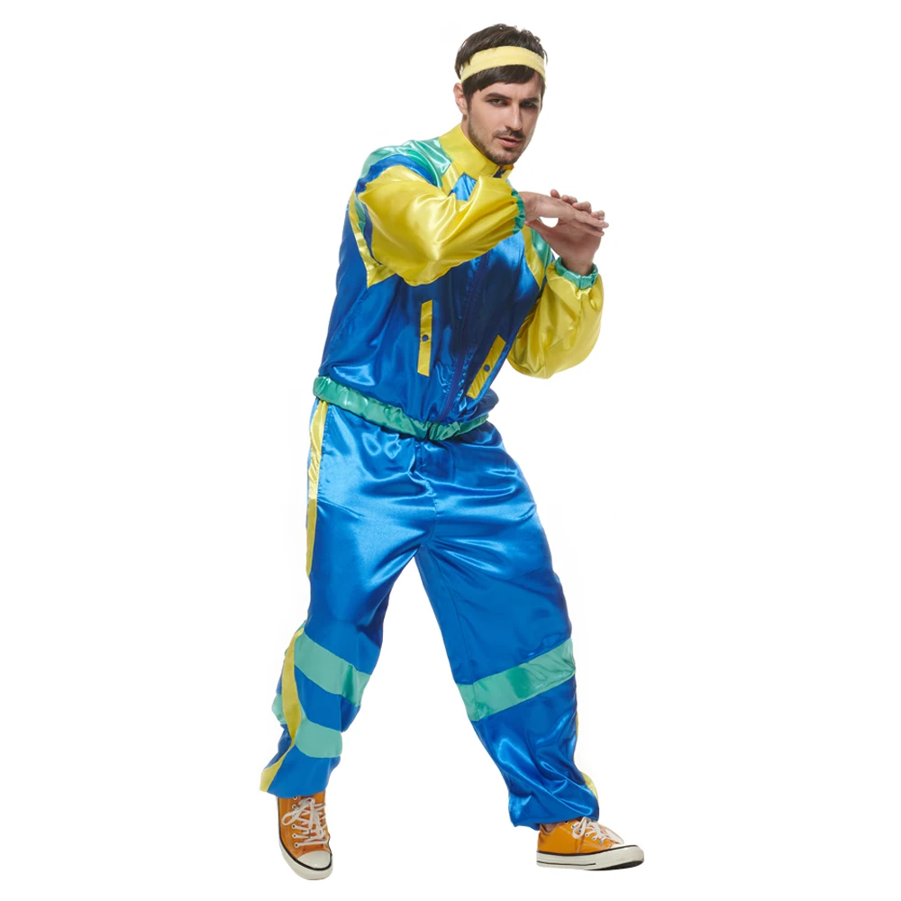 Men's Awesome 80s Track Suit Costume Vintage Tracksuit Cosplay Halloween Costume For Adult 2022 New Party Outfit Fancy Dress