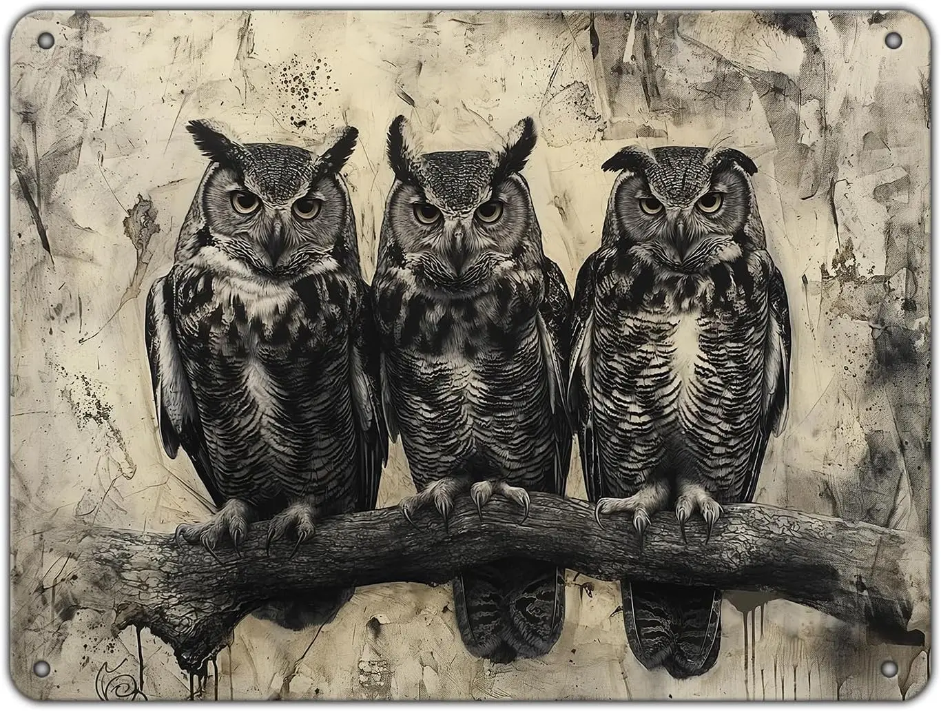 GJXFTPTTBD Owls Metal Tin Sign Vintage Owl Decor Rustic Bird Halloween Gothic Wall Art For Home Bar Cafe Porch 12X16 Inch
