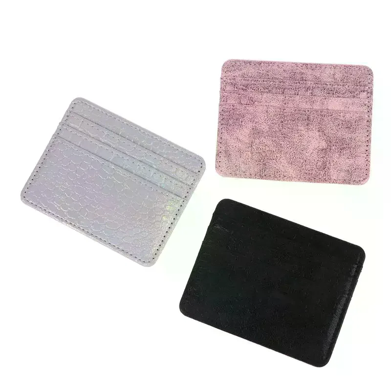 /HTF/Leather Mini Wallet Slim Bank Card Holder Men's Business Small ID Case For Women Purse 4 Slots Cardholder Ultra-thin