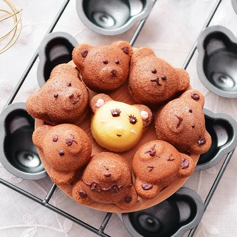 2 Piece Bear Baking Mold Pan Non-Stick Carbon Steel DIY Cute Candy Cake Mold Tools Decoration
