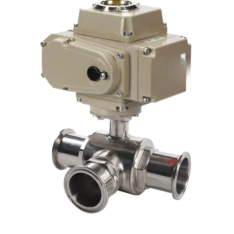 Electric Actuator Control for Fluid Handling Sanitary Stainless Steel Tri-Clamp Ball Valve